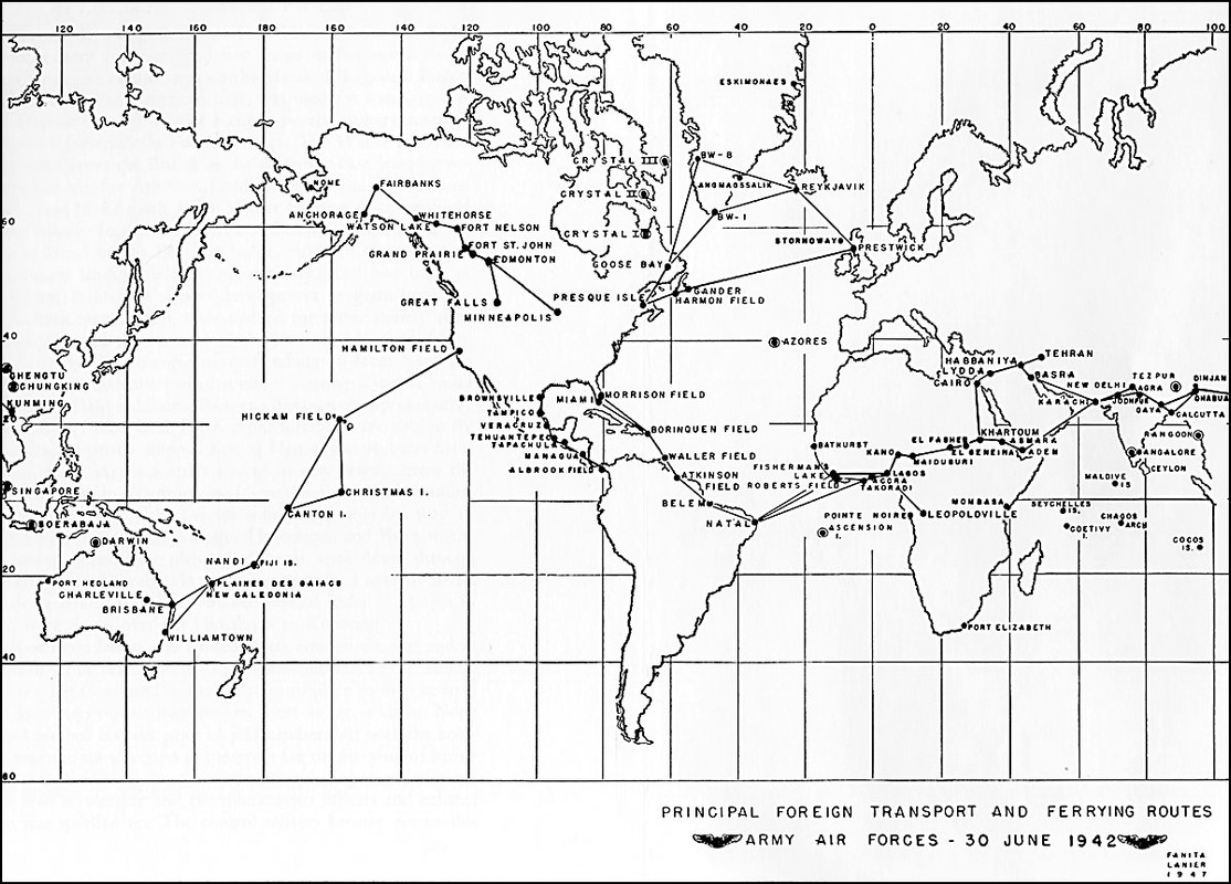 14 Principal Foreign Transport and Ferrying Routes Army Air Forces 30 June 1942