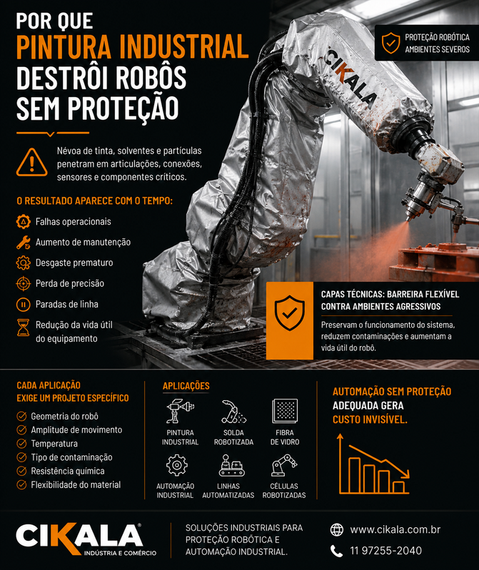 Infografía de aplicaciones industriales para protección robótica pesada