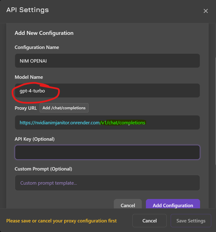 Complete Proxy Settings