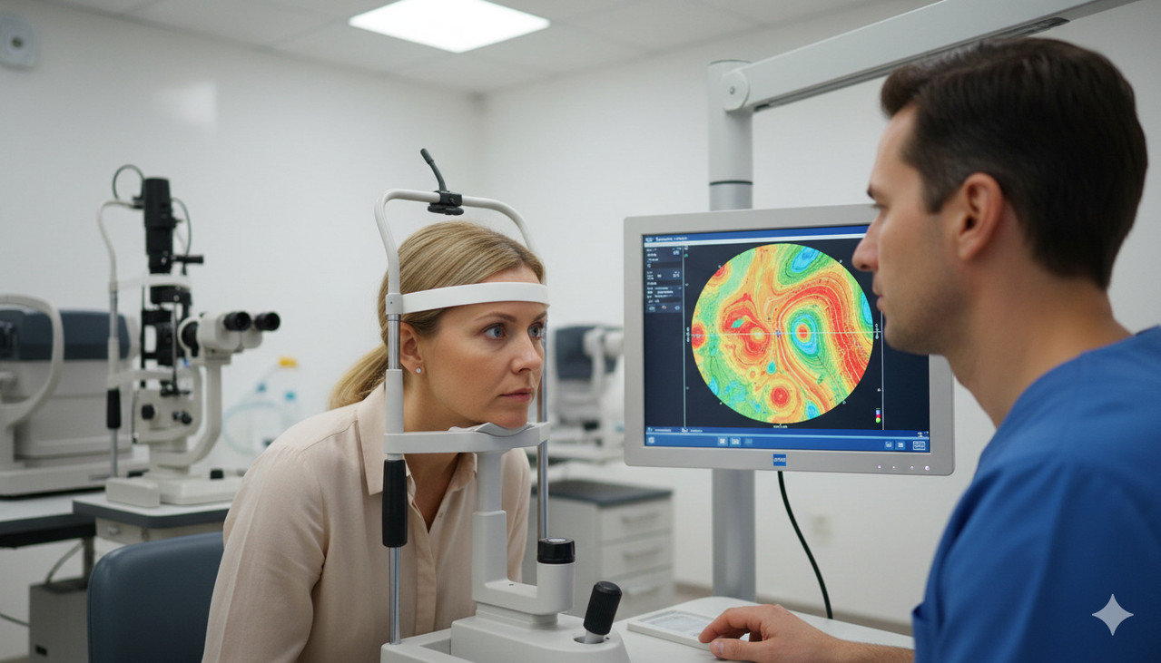 Диагностика глаза на оборудовании Carl Zeiss перед имплантацией линз — точное обследование в клинике Москвы.