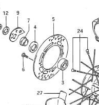 Schraube Bremsscheibenbefestigung DR 350 hinten