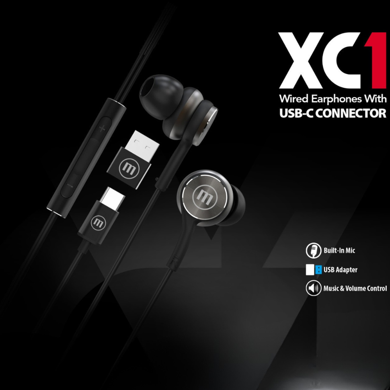 Detalle del control de mandos integrado en el cable de los audífonos XC1.
