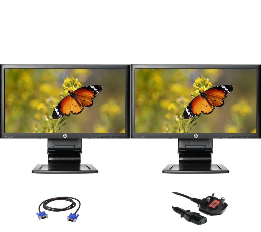 Cheap 2 X 19 INCH LCD DUAL WIDESCREEN MONITORS MATCHING SCREEN COMPUTER