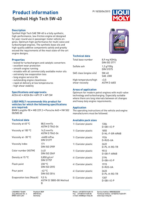 1306 Synthoil High Tech5 W 40 10 0 en - Page 1