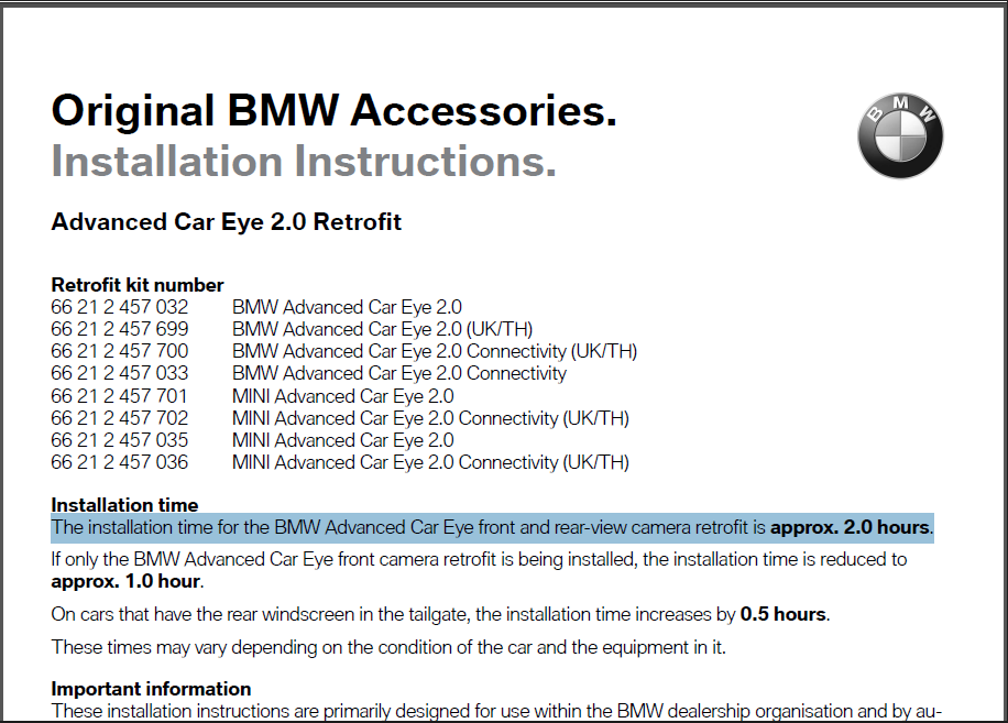 Bmw Advanced Car Eye 20 Installation Instructions Car Collection