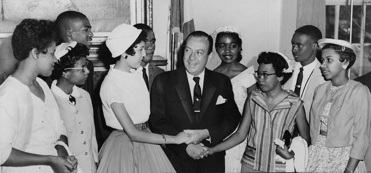 A group of African American students meeting mayor Robert Wagner in the 1960s. 