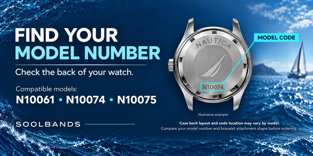 Find your Nautica model number; illustrative N10074 caseback