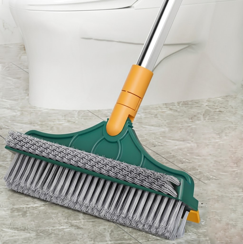 3-in-1 Floor Scrub Brush with Long Handle and Squeegee