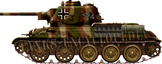 T-34 Variantes allemandes Beute-Panzerkampfwagen-T-34c-r-en-camouflage-d-automne-Pologne-automne-1944