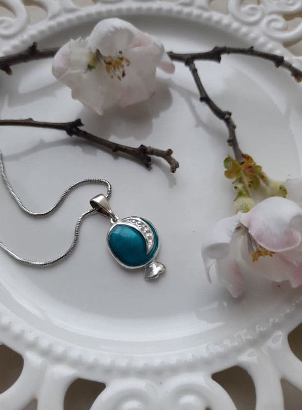 Cloisonné Enamel Pendant Blue Pomegranate - handmade cloisonne enamel