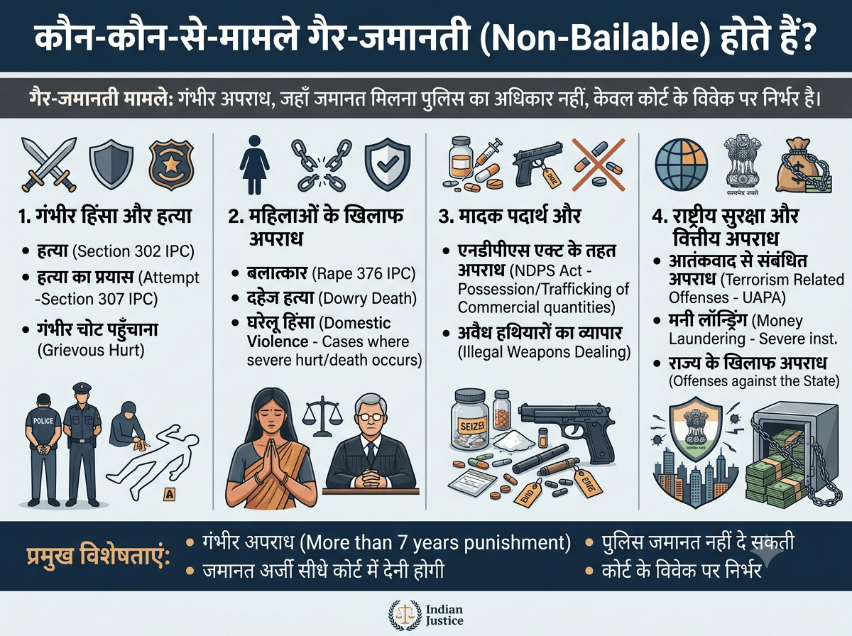 कौन-कौन से मामले गैर-जमानती होते हैं? जानिए पूरी जानकारी