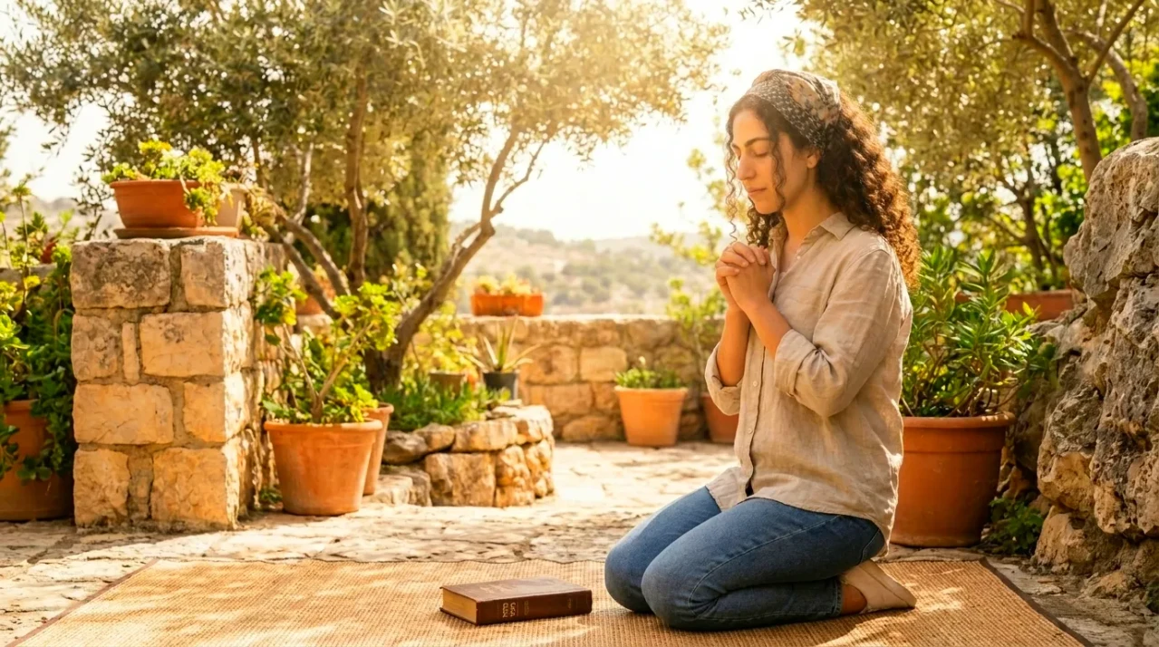 persona orando cada mañana con luz natural simbolizando hábito espiritual diario