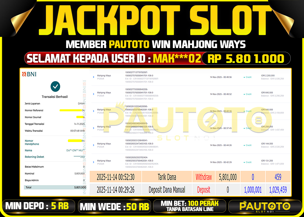 BUKTI JACKPOT LUNAS PAUTOTO