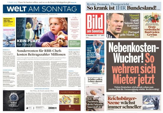 Cover: Bild und Welt am Sonntag No 50 vom 11  Dezember 2022