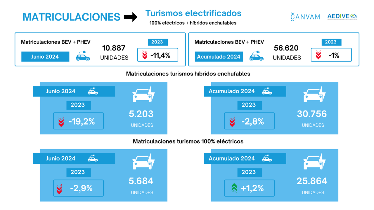 Matriculacionesturismoselectrificadosjunio2024