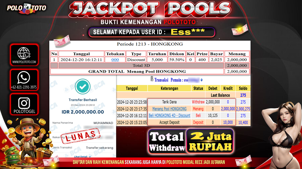 POLOTOTO JACKPOT TOGEL PASARAN HONGKONG Rp.2,000.000,-