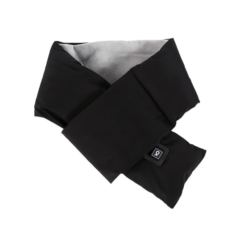 Black USB Electric Heated Scarf - Portable Puffer Neck Warmer with 3-Level Heat Control for Winter