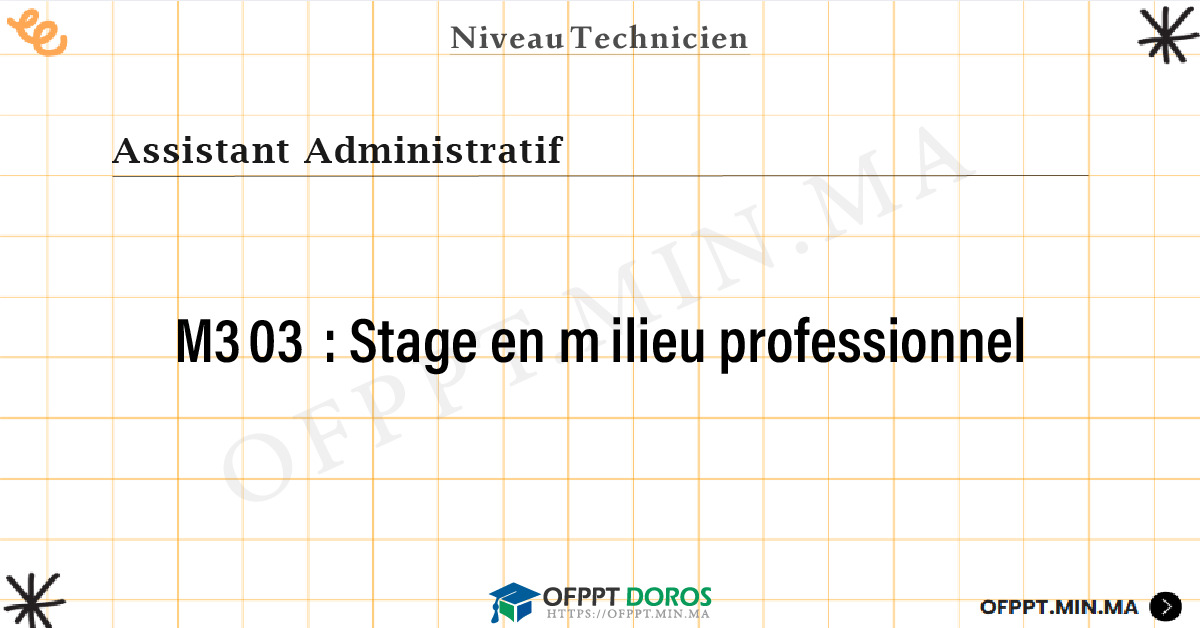 Sommaire détaillé du cours Stage en milieu professionnel M303 OFPPT - Structure du module