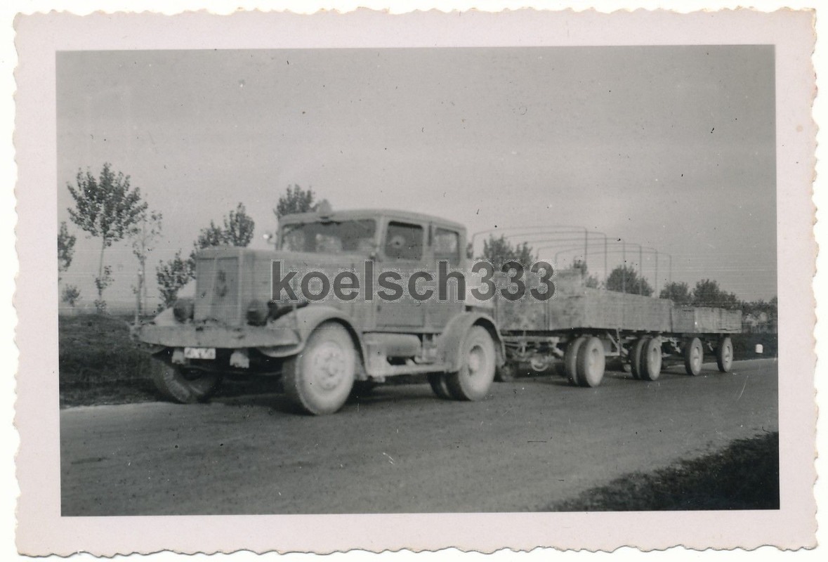 Foto Hanomag Rad Schlepper Zugmaschine Anhänger
