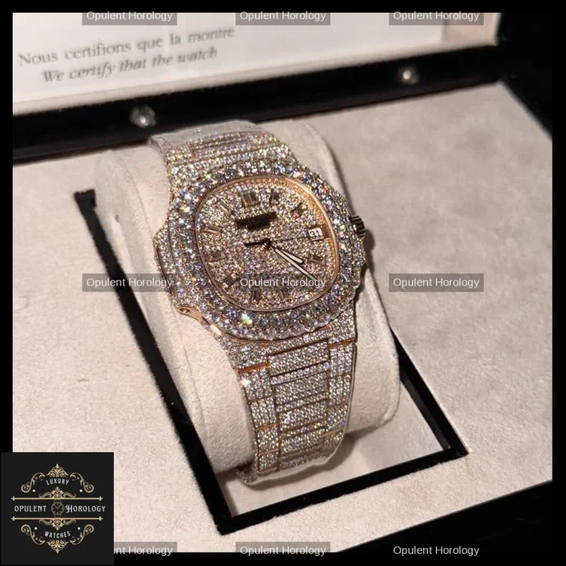 Patek Philippe Nautilus 5719 – 40 mm Full Moissanite 18K Gold-Plated Edition - Super Clone