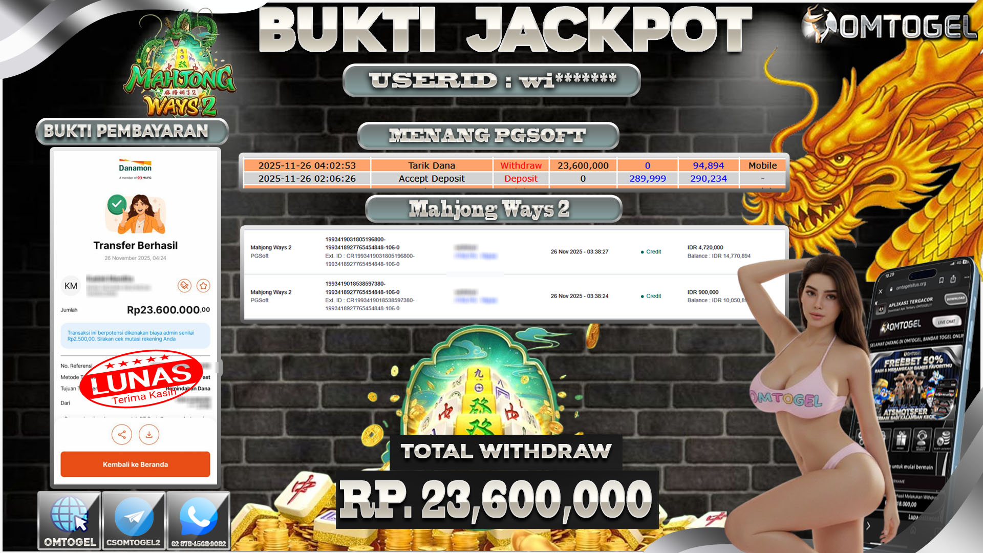 OMTOGEL JACKPOT PGSOFT MAHJONG WAYS 2  ,23 JUTA DI BAYAR LUNAS ,-