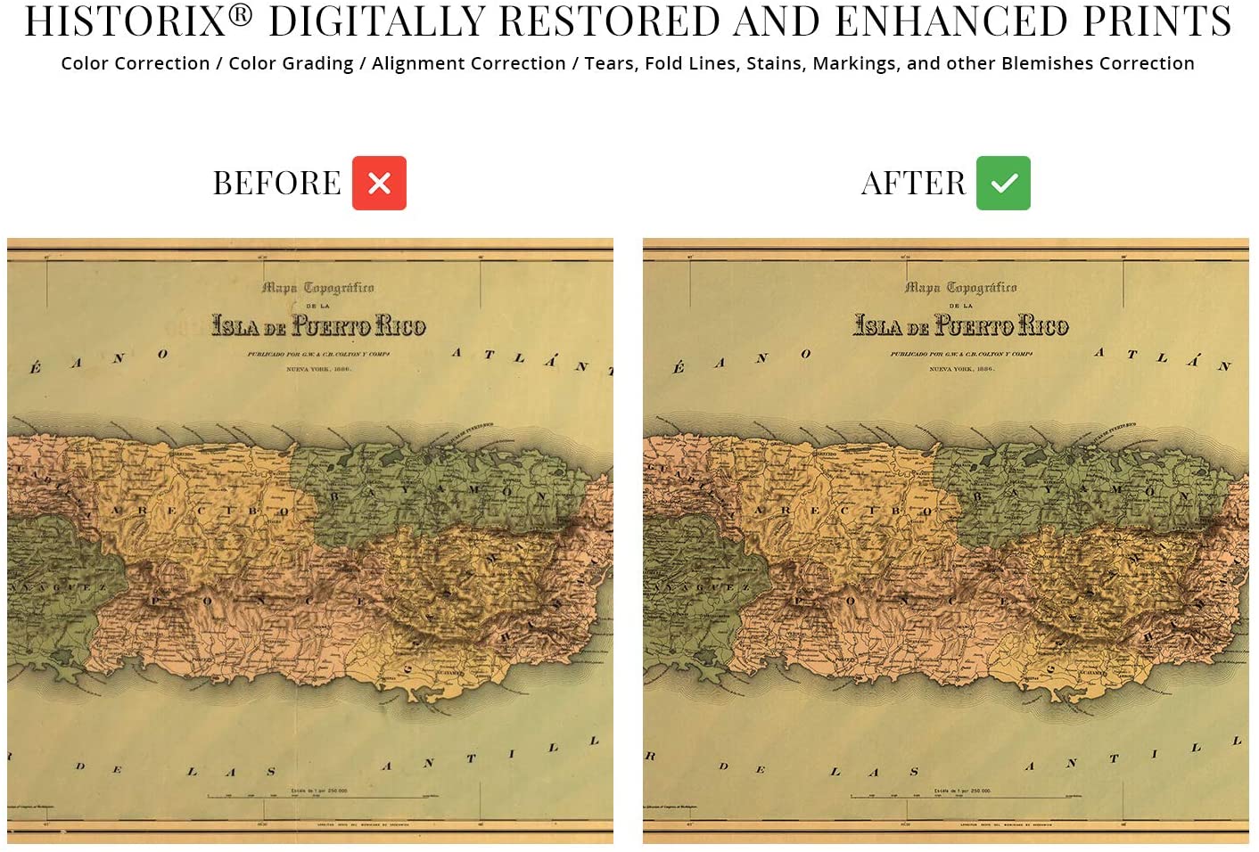 1886 Puerto Rico Map Wall Art - Vintage Isla de Puerto Rico Poster Print Decor - Picture 19 of 23