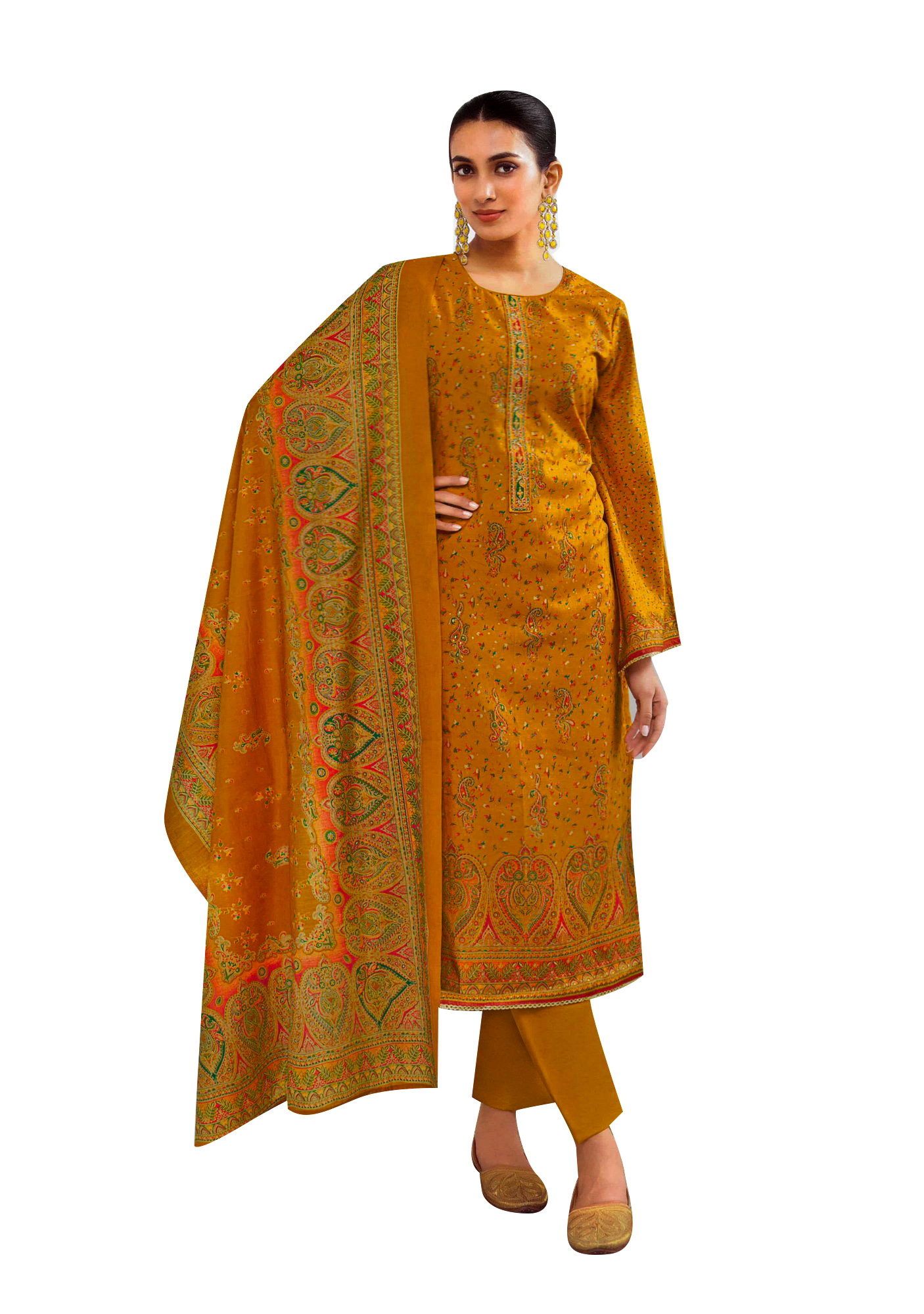 Ladyline Modal Silk Printed Embroidered Salwar Kameez Indian Bollywood Pakistani - Picture 5 of 25