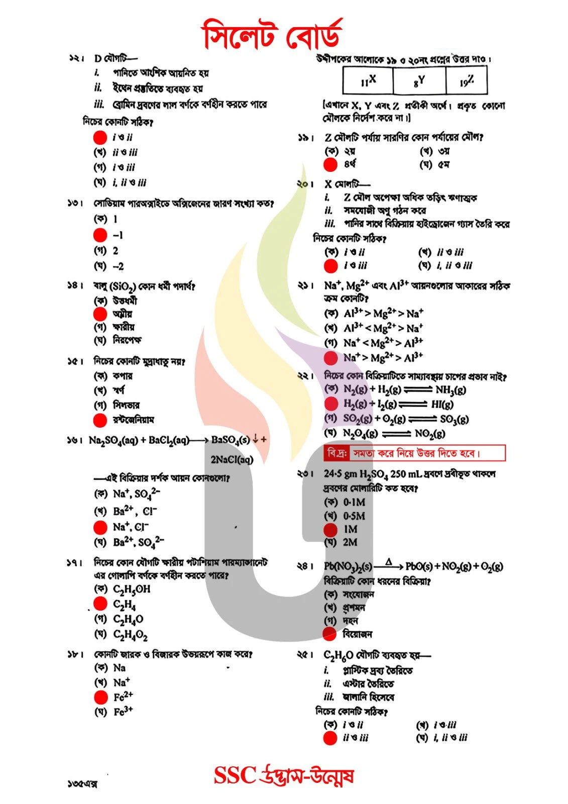 Chemistry MCQ Exam Question Solution Sylhet Board SSC 2026
