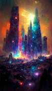A Glowing, Cosmic Astral City Wallpaper
