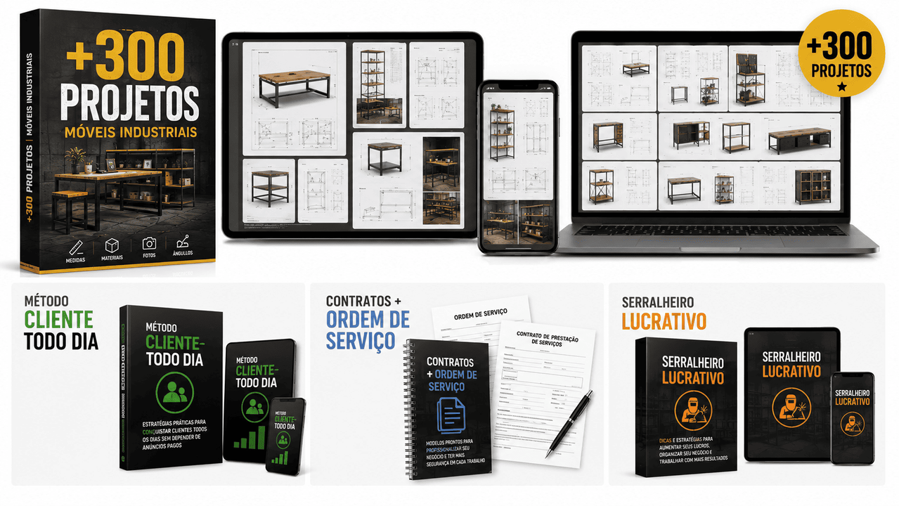Bônus exclusivos: Método Cliente Todo Dia, Contratos + Ordem de Serviço, Serralheiro Lucrativo