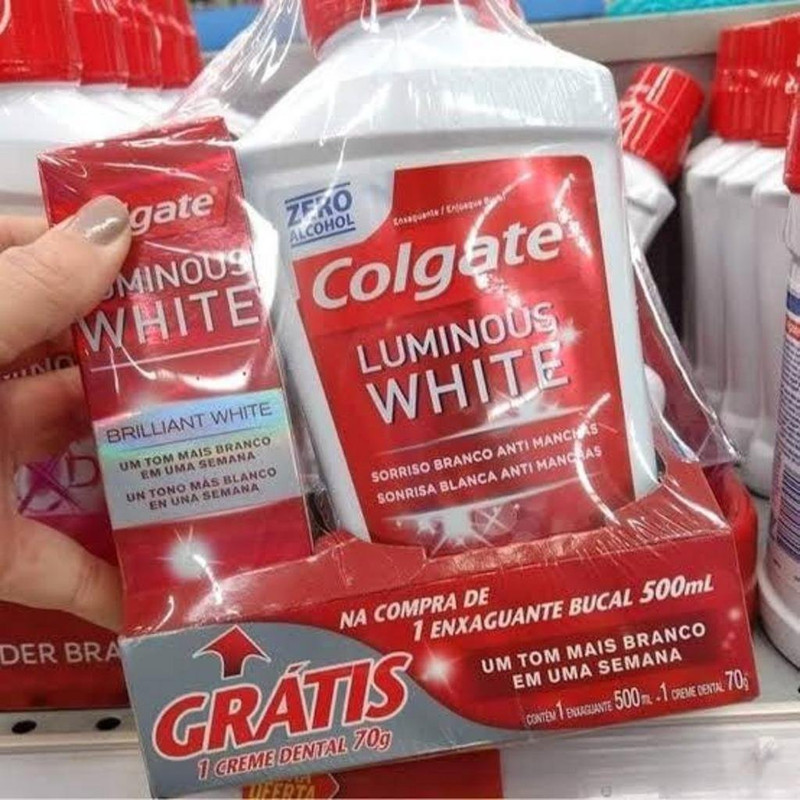 Enxaguante Bucal para Clareamento Colgate Luminous White 500ml Promo 1 Creme Dental