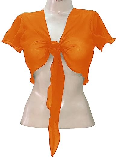 Women's Chiffon Choli Blouse Short Sleeve Tie Crop Top Shrug Belly Dance Gypsy - Bild 35 von 63