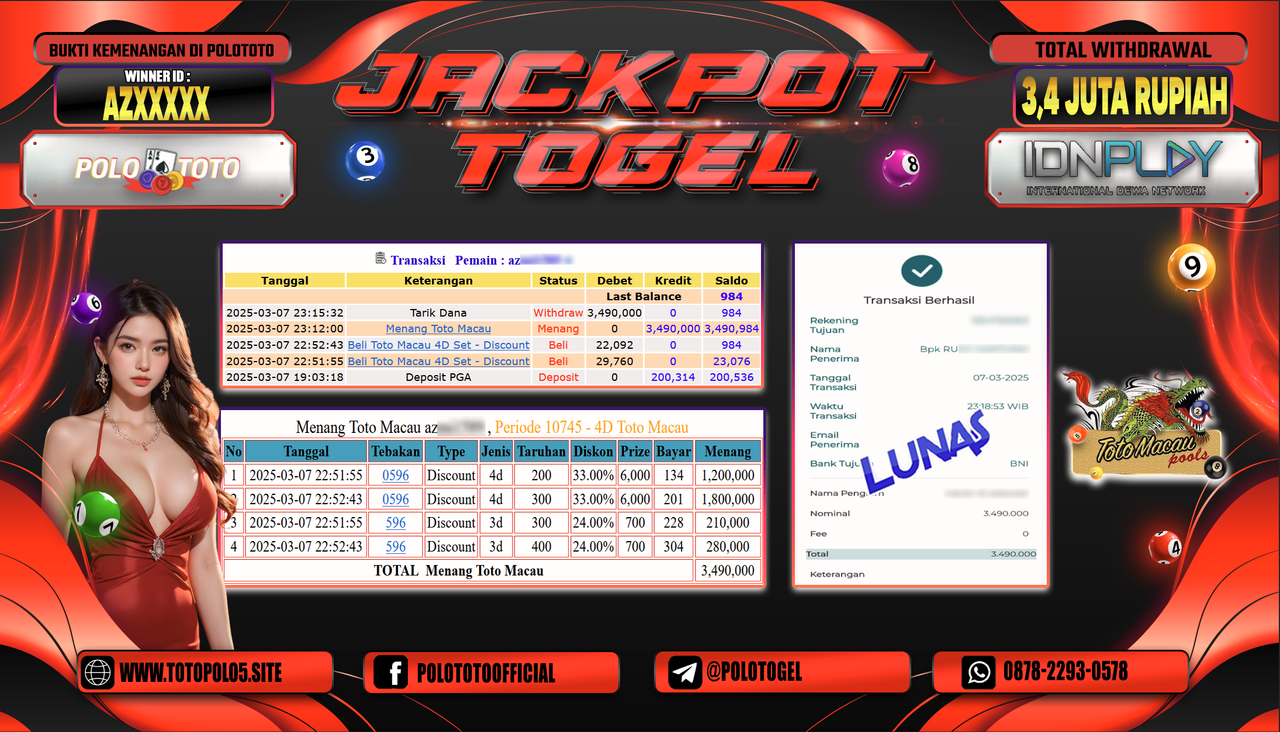 POLOTOTO JACKPOT TOGEL TOTO MACAU Rp.3.490.000,-