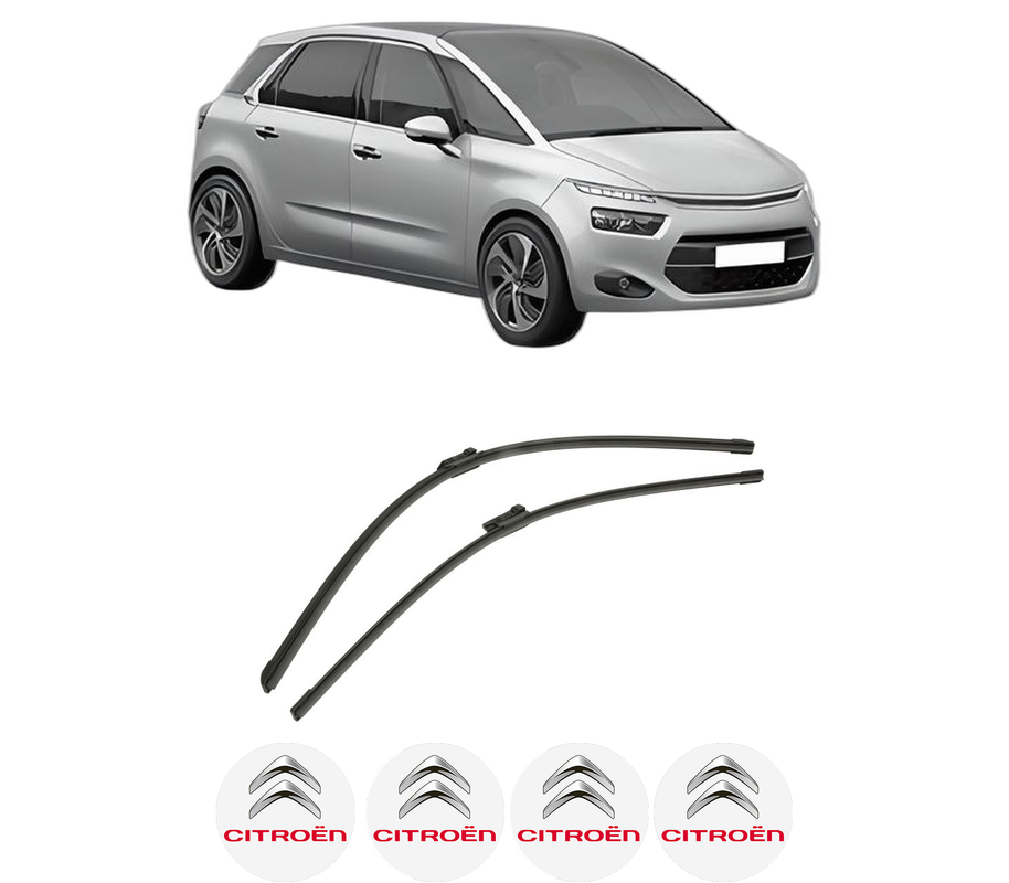 Set stergatoare auto CITROEN C4 GRAND PICASSO II (DA_, DE_) din 2013-2018, pentru parbriz auto, 2 bucati, Bosch Aerotwin, din cauciuc siliconat rezistent, 4 Stickere Auto CITROEN