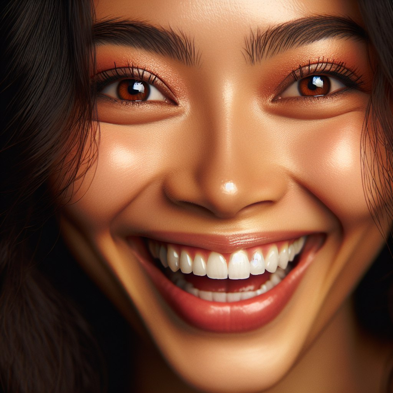 A person doubled over in laughter, eyes filled with happy tears
