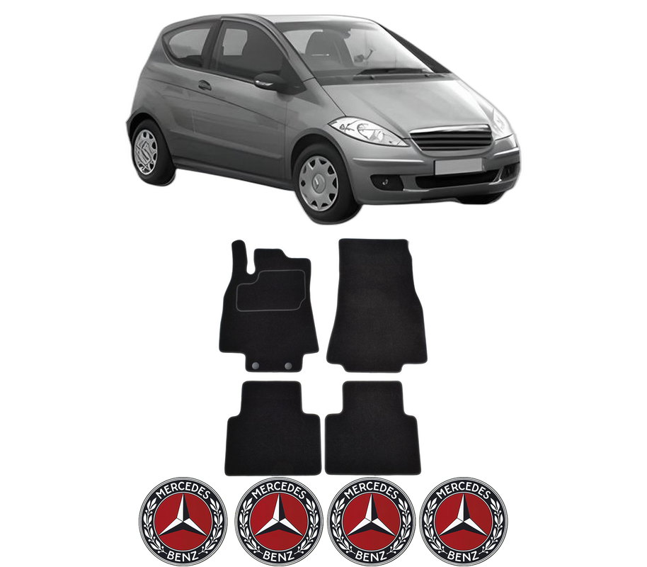 Set Covorase Presuri MERCEDES-BENZ A-CLASS (W169) din 2004-2012, Auto, Material Textil Mocheta, 4 Stickere auto cu MERCEDES-BENZ