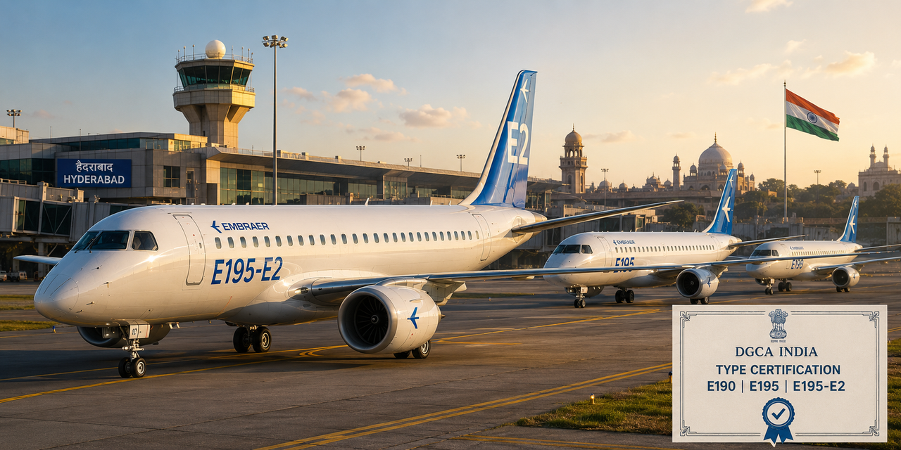 Embraer obtém certificação na Índia para E190, E195 e E195-E2