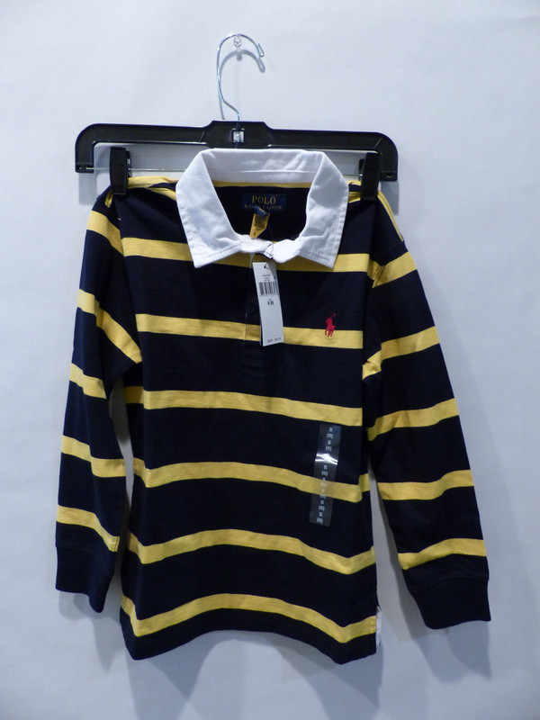 POLO RALPH LAUREN THE ICONIC RUGBY SHIRT SIZE S FRENCH NAVY/ARCTIC YELLOW |  MDG Sales, LLC