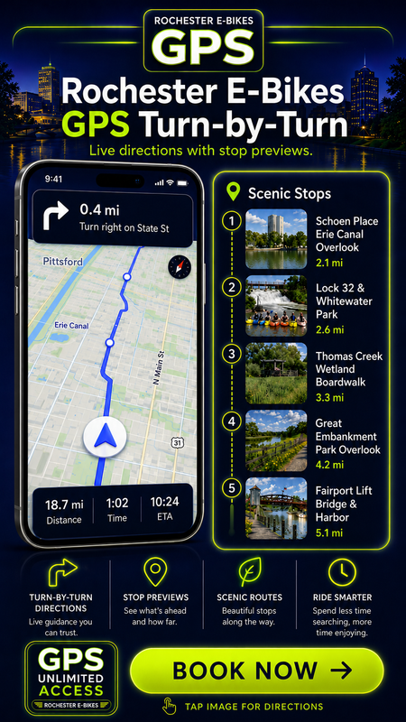 Rochester E-Bikes GPS Turn by Turn