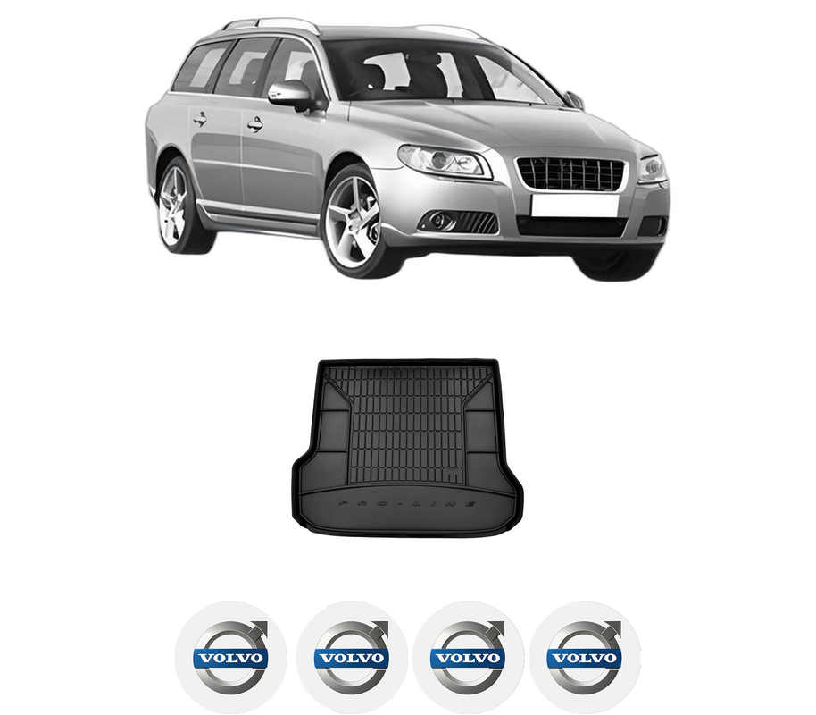 Tavita Portbagaj VOLVO V70 III (135) din 2007-2016, Protectie Portbagaj Auto, 4x Stickere auto cu VOLVO