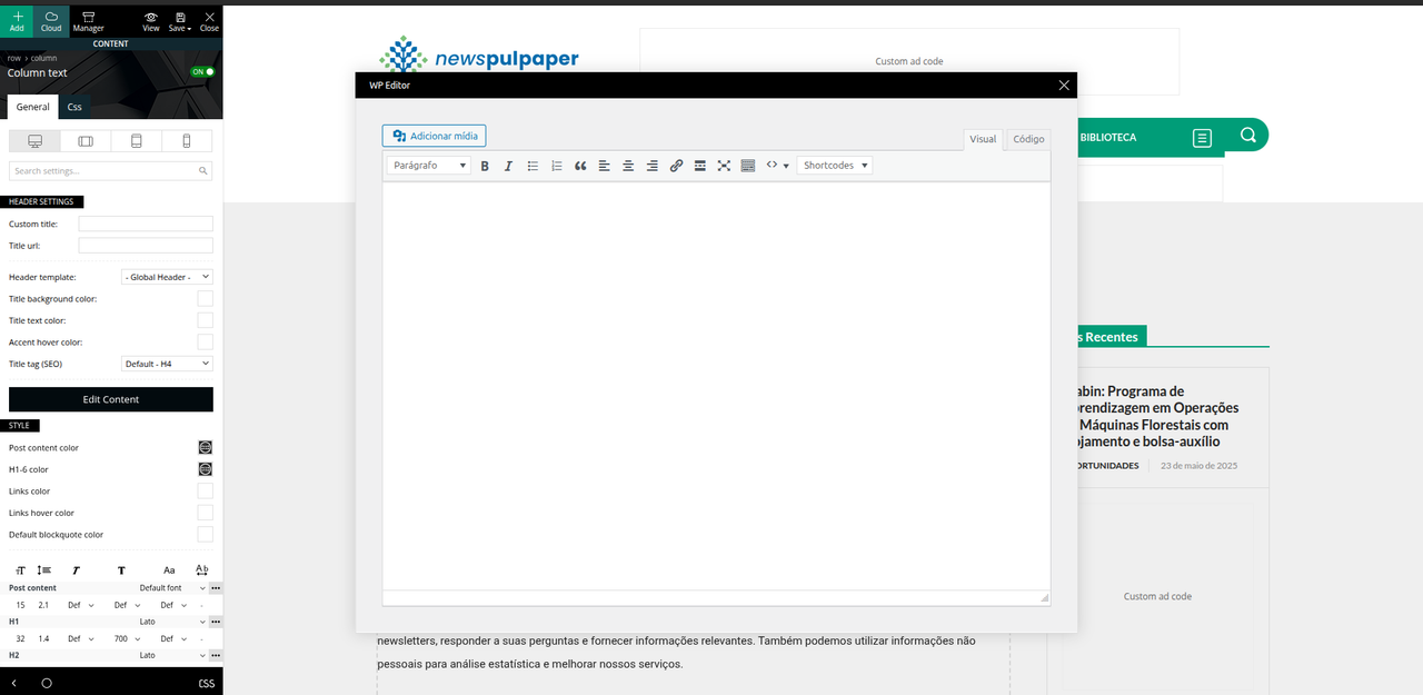 Issue with Column Editor