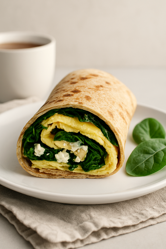 Omelette wrap with spinach and feta