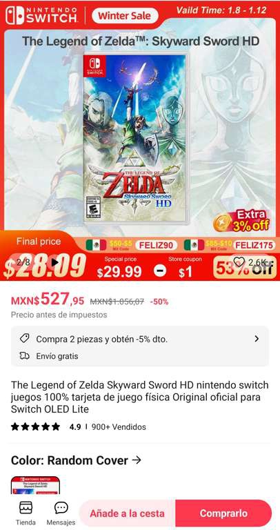 AliExpress: Zelda: Skyward Sword - Nintendo Switch 
