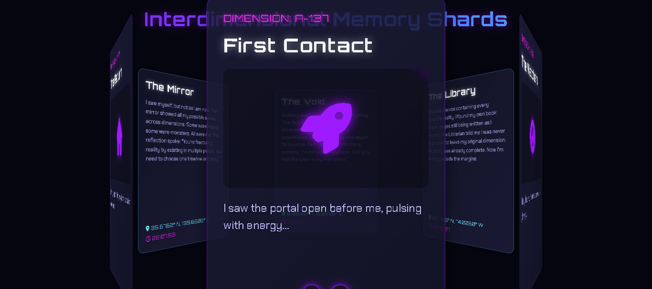 Interdimensional Memory Game interface