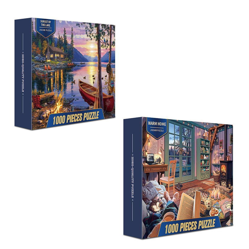 2 PCS 1000 Piece Jigsaw Puzzle for Adults - Animal & Landscape Art Design, Stress Relief Brain Game - Premium Quality Paper Puzzle for Teens Adults Ages 14+ 【home+lake】