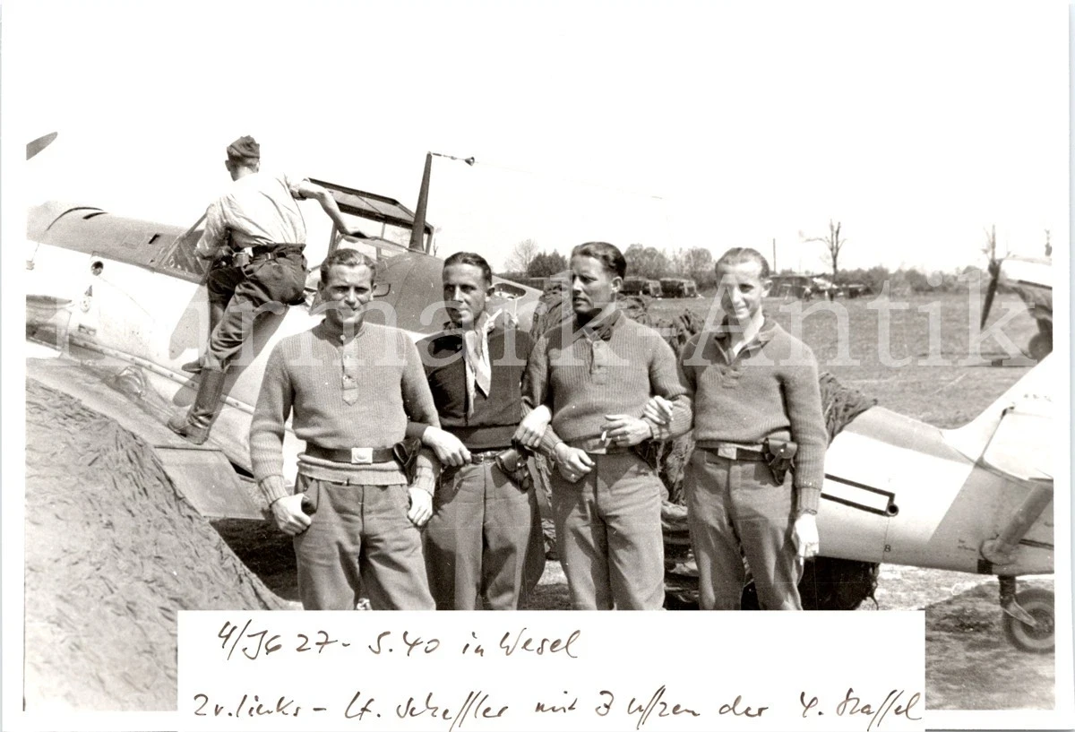 T568 Photo Wehrmacht Archive Repro Luftwaffe Aircraft Me109 4th JG27 Pilot TOP