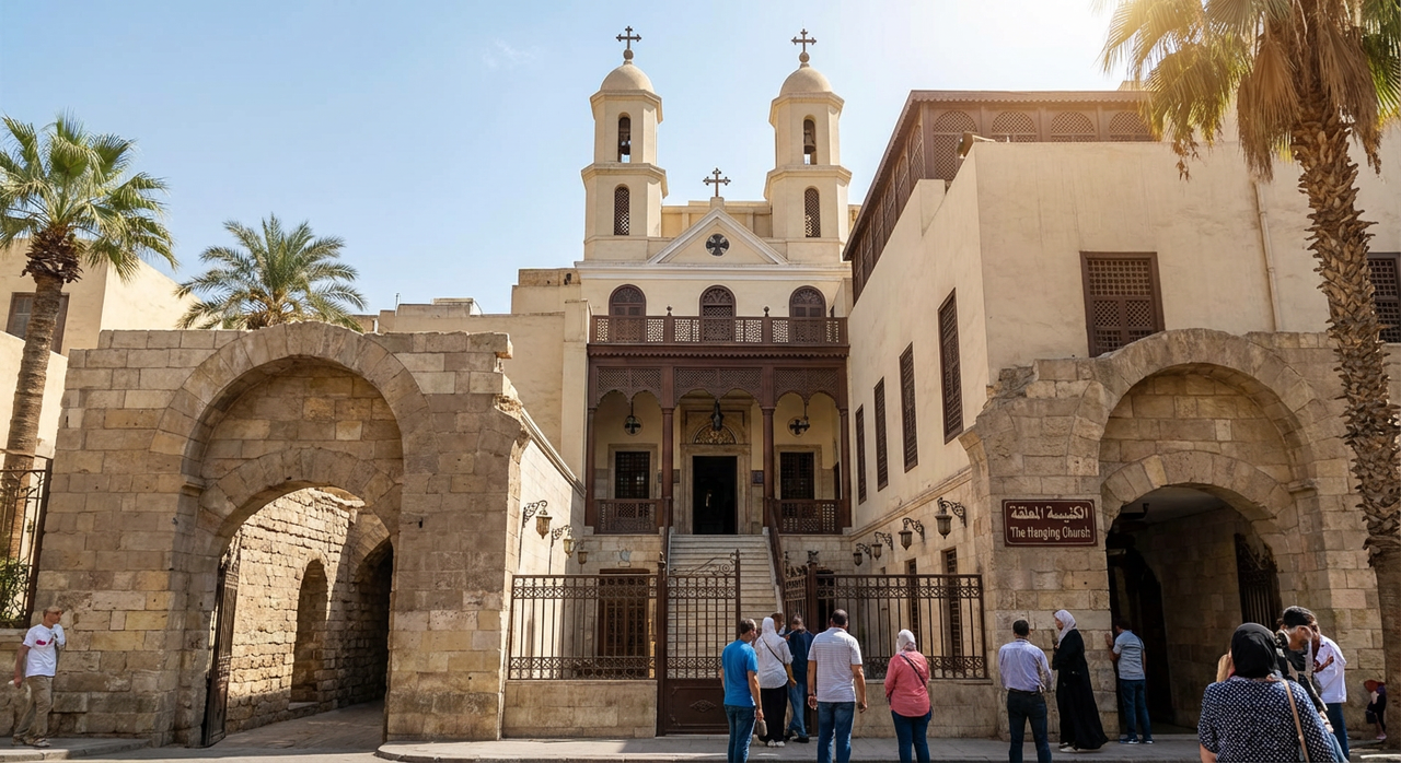 The stunning interior of the Hanging Church in Coptic Cairo.