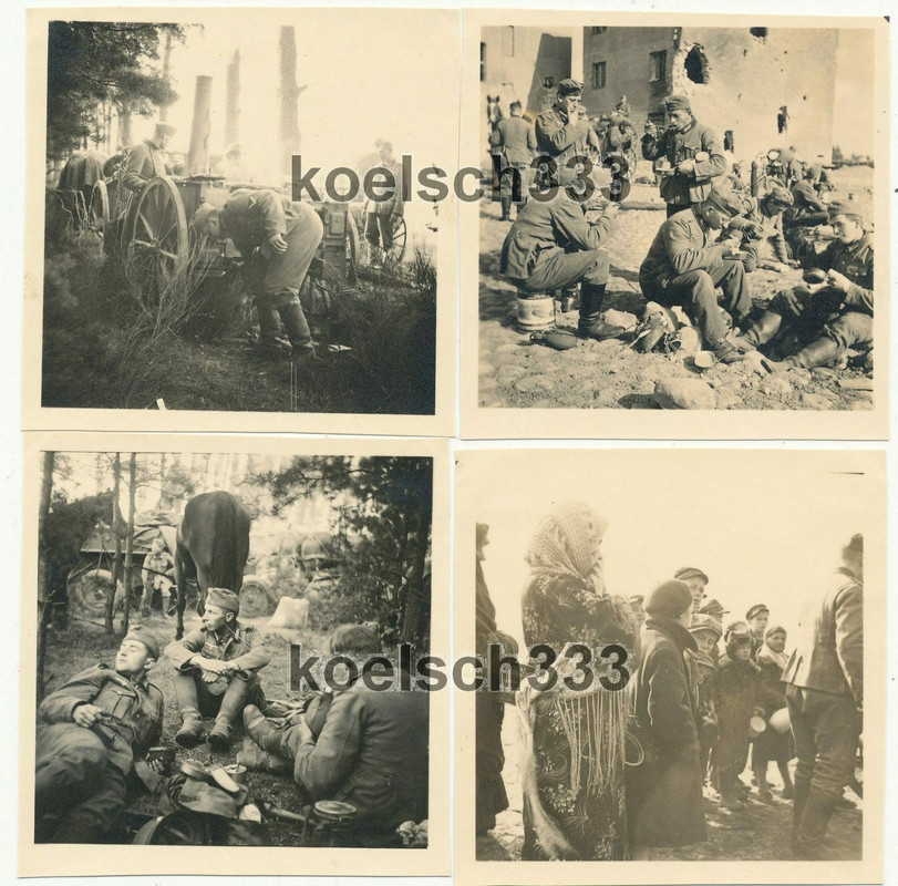 4 Fotos Infanterie Regiment 82 Polenfeldzug 1939 Feldküche Bauern Ruinen 19. ID