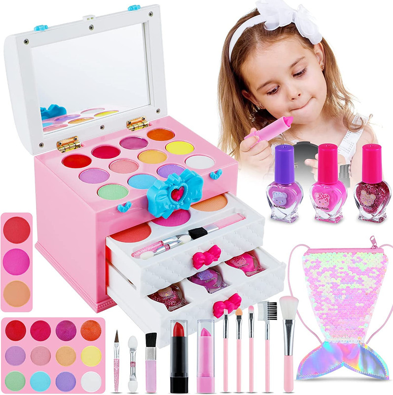 Kids Makeup Kit for Girl Make Up Remover Real Washable Princess Set NON  TOXIC