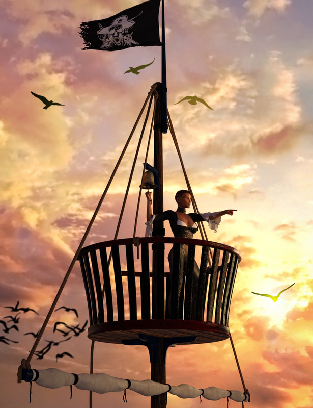 Swashbuckler Poses Props and Crows Nest for Genesis 8 